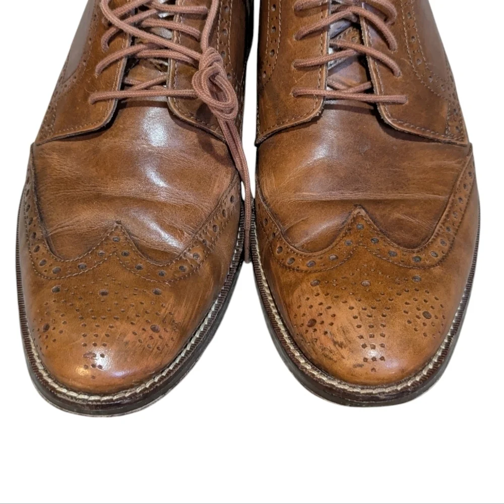 Cole Haan Mens Colton C12845 Distressed Brown Nubuck Wingtip Lace-up Oxfords 8